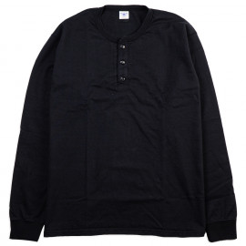 Лонгслив The Flat Head FN-TSHL-004 Black Henley Neck Longsleeve T-shirt