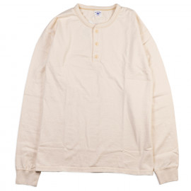 Лонгслив The Flat Head FN-TSHL-004 Natural Henley Neck Longsleeve T-shirt