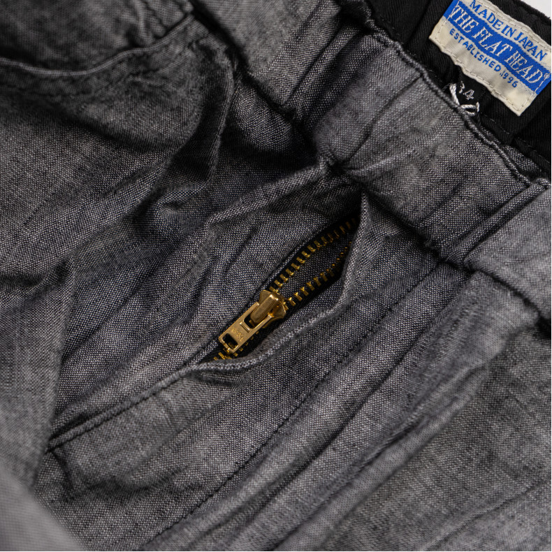 Брюки The Flat Head FN-PA-C015 Grey 5oz Chambray Relax Pants