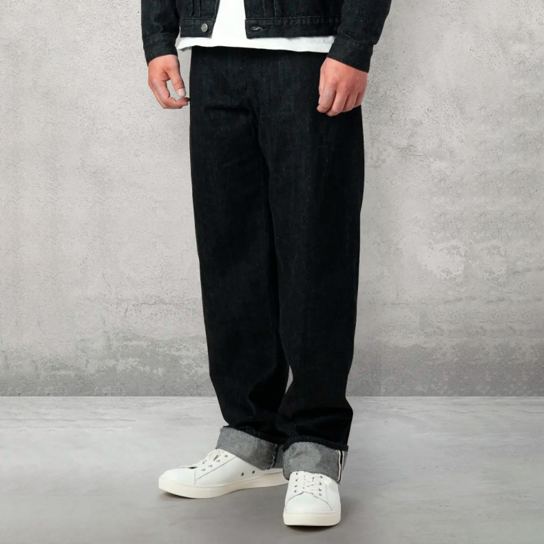Джинсы The Flat Head FN-PA-DB004 Wide Tapered 12.5oz Black Selvedge - One wash