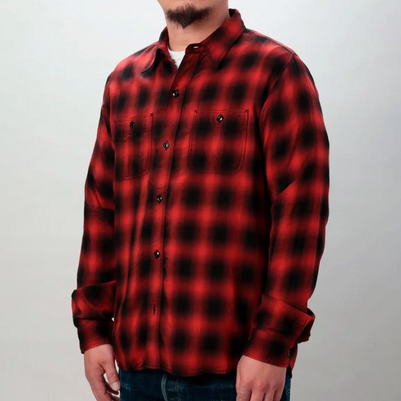 Рубашка The Flat Head FN-SCR-021L Red 3oz Ombre Check Shirt