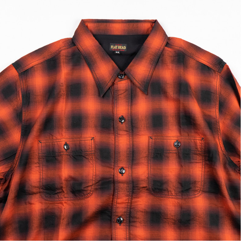 Рубашка The Flat Head FN-SCR-021L Red 3oz Ombre Check Shirt