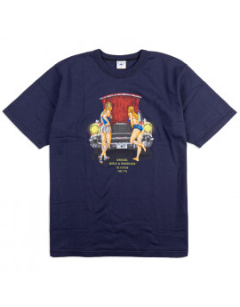 Футболка The Flat Head FN-TMC-104 Navy Double Yarn 10.8 Oz Loopwheel Grease, Girls & Gasoline