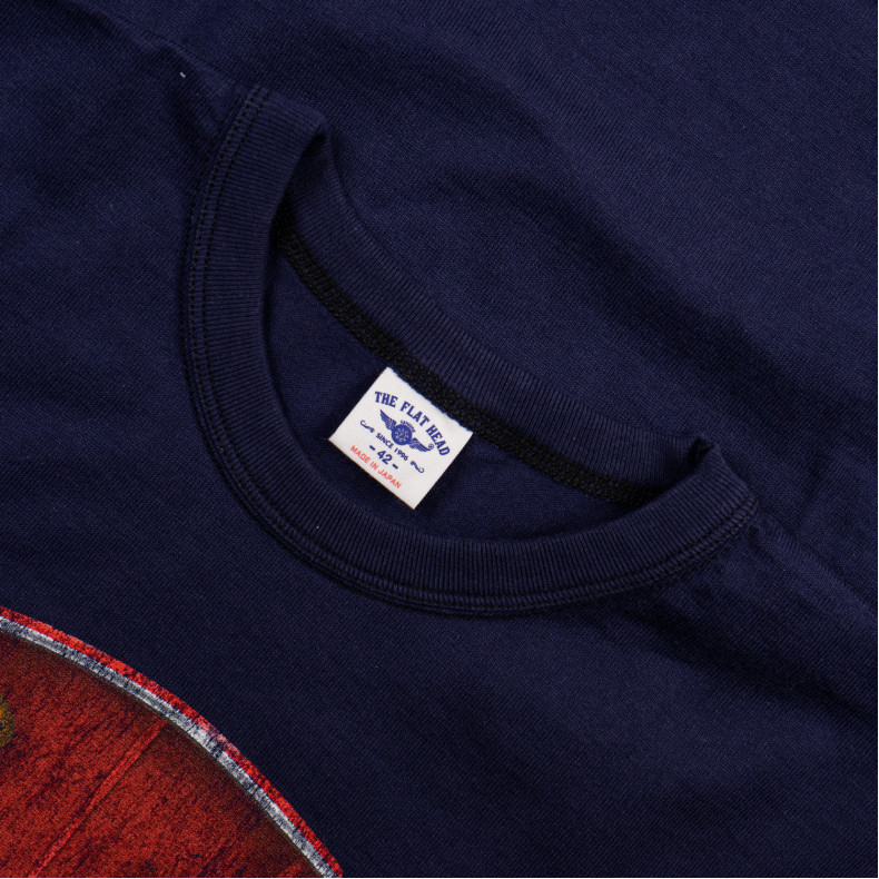 Футболка The Flat Head FN-TMC-104 Navy Double Yarn 10.8 Oz Loopwheel Grease, Girls & Gasoline