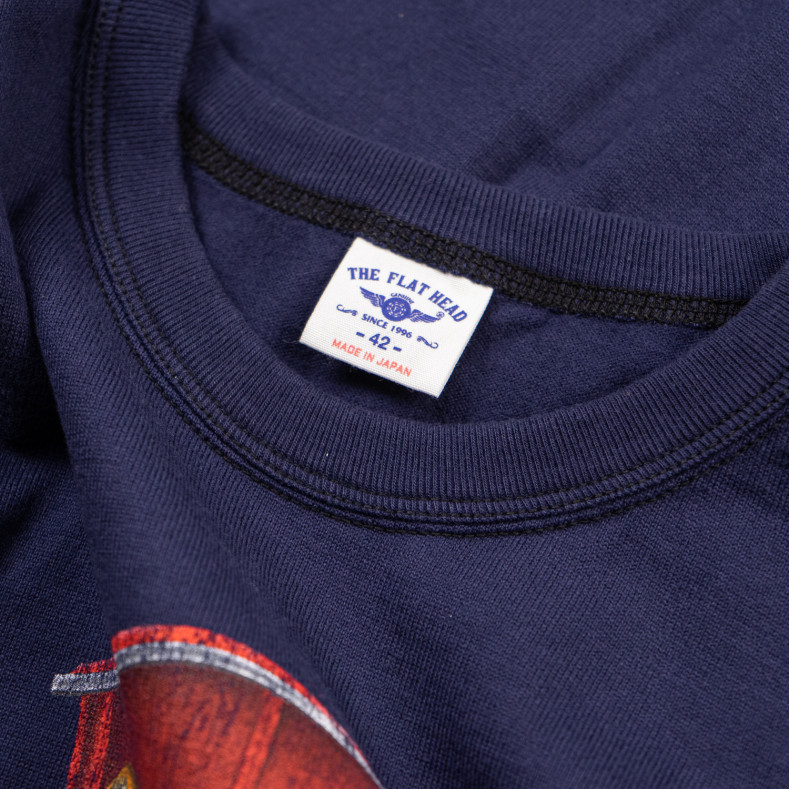 Футболка The Flat Head FN-TMC-104 Navy Double Yarn 10.8 Oz Loopwheel Grease, Girls & Gasoline