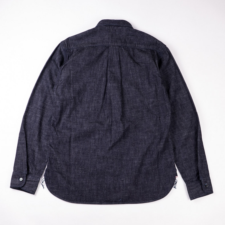 Рубашка Momotaro Jeans MXLS1020 Work Shirt 8 Oz Indigo Selvedge Denim One Wash